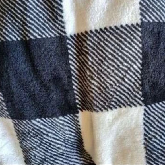 Buffalo plaid white black teddy jacket hooded - Picture 6 of 6